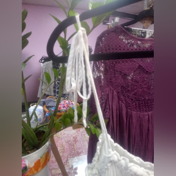 RAILS•Caralyn White Tie Strap Sleeveless Ruffle Tiered Mini Dress•LARGE - Picture 7 of 16